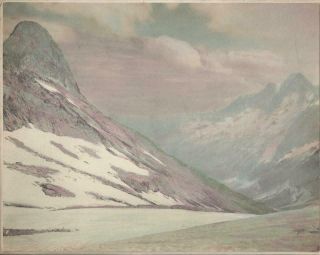 Fred Kiser Colored Photo Print Proof Mountains Glacier Park Mt 9 " X 7 "