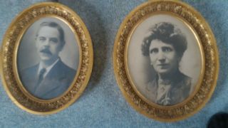 Antique Black And White Photos C1900 With Large Gold Frames Approx 1 Ft 6 Inches