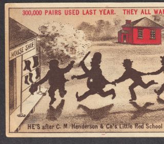 Preston IA 1800 ' s Henderson Little Red School House Shoe Advertising Trade Card 5