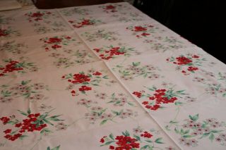 Vintage Cotton Kitchen Tablecloth Fab Flowers 54x64 And