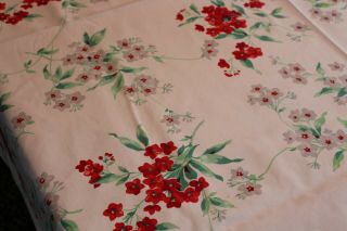 Vintage Cotton Kitchen Tablecloth Fab Flowers 54x64 and 4
