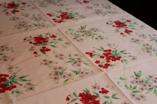 Vintage Cotton Kitchen Tablecloth Fab Flowers 54x64 and 5