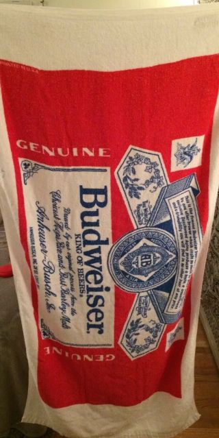 Budweiser Beer Beach Towel Anheuser Busch Vintage Spell Out 100 Cotton
