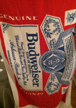 Budweiser Beer Beach Towel Anheuser Busch Vintage Spell Out 100 Cotton 2