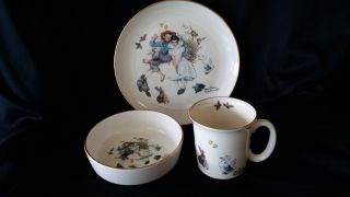 " Spring Duet " By Gorham - 3 Piece Fine China Set - Plate - Cup - Bowl - Norman Rockwell