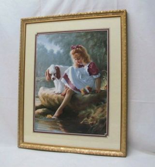 Home Interior Homco " A Day Together " Picture Little Girl With Puppy