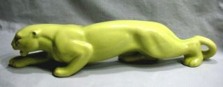 Vtg Tv Table Lamp Chartreuse Green Stalking Panther 1950 