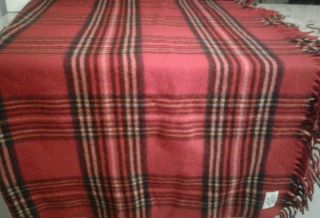 Faribo Vintage 100 Wool Tartan Plaid Throw,  Lap Blanket,  54x50 Fringed