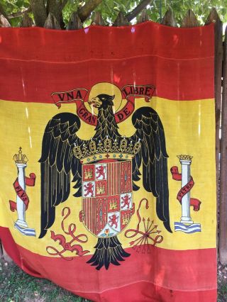 Antique Spanish Flag Banner Wool Red Gold Yellow Rare Unique History 1940 - 1970