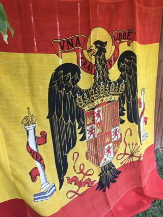 Antique Spanish Flag Banner WOOL Red Gold Yellow Rare Unique History 1940 - 1970 2