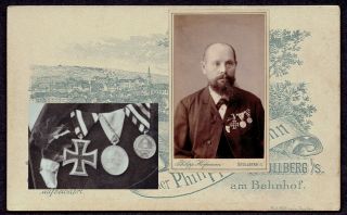 Cdv Man German Veteran With Medal Iron Cross 1870,  Stollberg,  Ph.  Hofmann (4295)