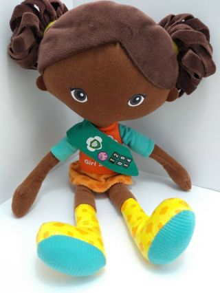 Girl Scouts Friendship Plush 12 " Doll Carly African American Toy 2013 Yottoy