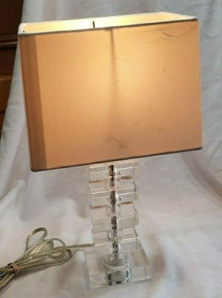 Vintage Mid Century Modern Stacked Lucite Acrylic Table Lamp