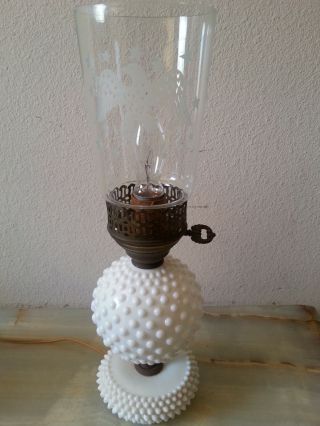 Vintage Milk Glass electric Oil Lamp Etched Hurricane Chimney Bald Eagle 2