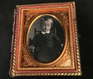 1/9 Plate Daguerreotype Image Of Cute,  Young Blond Boy,  No Wipes,  Sharp Focus