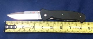 Al Mar Sere 2000 Folding Knife,  3.  6 " Plain Edge Satin Blade,  Black G - 10