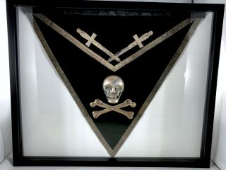Antique Masonic Knights Templar Skull And Bones Ceremonial Apron Display 1800 