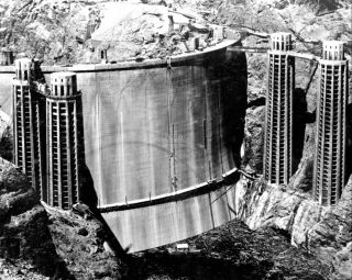 Hoover Dam Rarely Seen Back Side Of The Dam - 8x10 Photo (aa - 596)