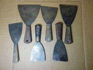 Six (6) Vintage Wood Handled Putty Knives