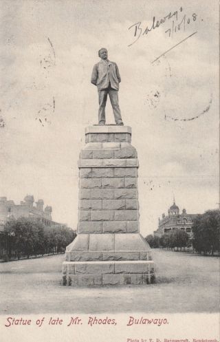 Rhodesia Bulawayo Statue Of Late Mr Rhodes Postcard