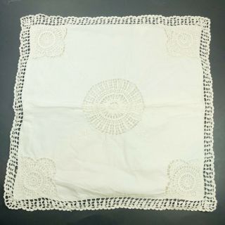 2 Vintage 100 Cotton Crocheted Lace Throw Pillow Covers 16 " X16 " Antique White