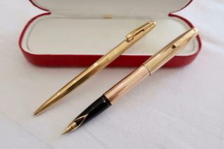 Sheaffer Imperial 797 Fountain Pen & Ballpoint,  Gold Plated & Fluted Body & Caps