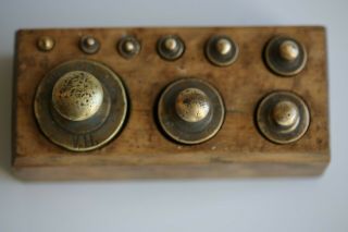 Vintage 9 - Piece Balance Weights Set In Bronze Complete W/ Control Stamps