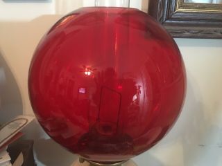 Gwtw Banquet Ruby Red Glass Ball Shade,  Victorian 9 1/2 " Tall.  4 " Fitter