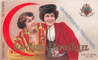 Malaga,  Spain,  Hijo Y Nieto De F.  Ramos Tellez Wine Adv Poster Style Pc 1908