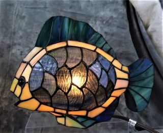 Tropical Fish Stained Glass Night Light Electric Lamp