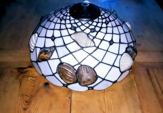 Vintage Seashell Light Lamp Shade Tiffany Style Design 14 " Perfect