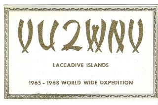 Qsl 1967 Laccadive Islands Don Miller Radio Card