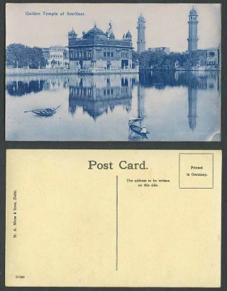 India Old Postcard Golden Temple Of Amritsar,  Bridge Boats Boating,  Darbar Sahib