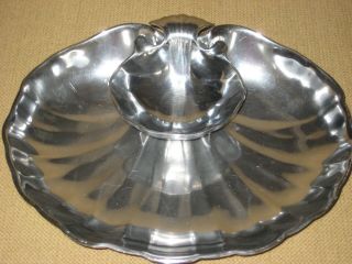 Vintage Wilton Aluminum Chip And Dip Bowl 2 Pc Set Clam Shell Shape Serving Dish