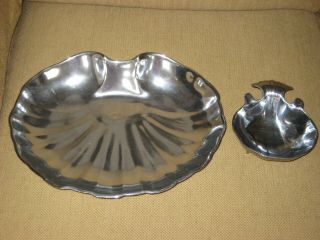 Vintage Wilton Aluminum Chip and Dip Bowl 2 Pc Set Clam Shell Shape Serving Dish 2