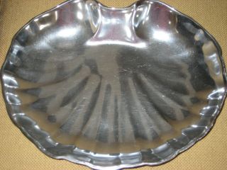 Vintage Wilton Aluminum Chip and Dip Bowl 2 Pc Set Clam Shell Shape Serving Dish 3