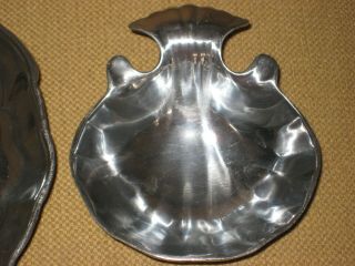 Vintage Wilton Aluminum Chip and Dip Bowl 2 Pc Set Clam Shell Shape Serving Dish 4