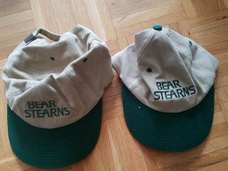 Bear Stearns Hat Tan Green Authentic Collectible Adjustable Baseball