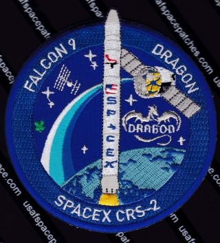 Crs - 2 Spacex Falcon 9 Dragon Iss Nasa Re - Supply Space Mission Patch