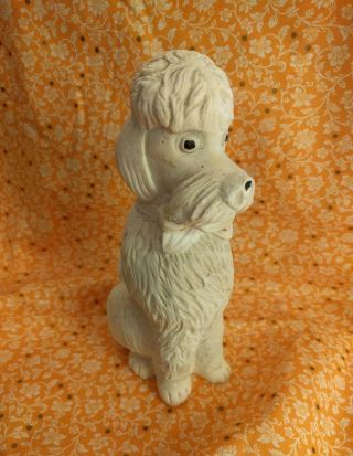 Vintage Carnival Prize Chalkware White Poodle Dog - So Cute