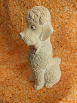 Vintage Carnival Prize Chalkware White Poodle Dog - So Cute 3