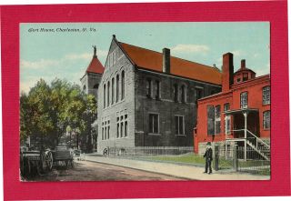 Charleston,  Wv,  Kanawha County Court House,  Jail,  Wagons,  Ca 1910 Very Fine