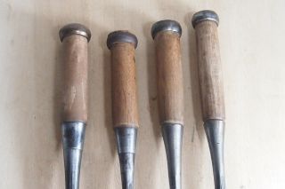 JAPANESE CHISEL NOMI Carpenter ' s Tool Signed Set of 4 from JAPAN a107 7