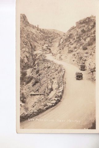 Real Photo Postcard 2 Cars On Ute Pass Drive Near Manitou Co Colo