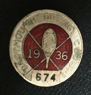 1936 Dartmouth Outing Club Tie Tac Pin College Fraternal Red Enamel