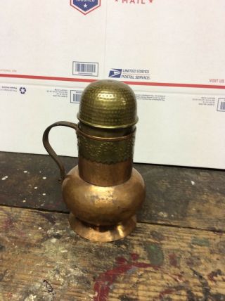 Vintage or Antique Hammered Copper Brass Water Jug Pitcher Rustic Embossed 3