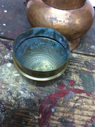 Vintage or Antique Hammered Copper Brass Water Jug Pitcher Rustic Embossed 5
