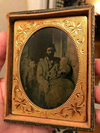 1/4 Plate Civil War Tintype Post Mortem Of Child Man Looks Like Us Grant