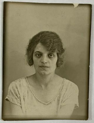 Sickly Looking Woman In The Photobooth,  Vintage Photo Snapshot