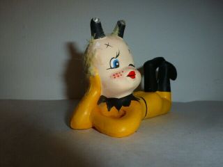 Vintage Enesco Moon Girl Figurine Yellow Winking Elf Pixie Devil Japan 1960 RARE 2